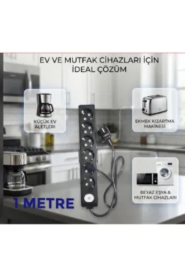 DC-ELEKTRO VİKOMULTİ-LET 6 Lİ (1-15 METRE arası) ANAHTARLİ ÇOCUK KORUMALİ 3X2.5 % YÜZ TAM BAKIR TTR KABLOLU UZATMA SEYYAR (MARAKİNİN ÖZEL ÜRETİMİ ORİJİNAL TSE FİŞLİ BAKİR KABLOLU)