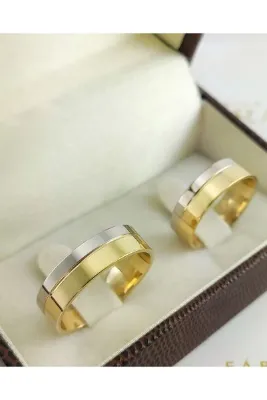 deren gümüş Şık ve Parlak -6mm İki Renkli Gümüş Alyans – Erkek ve Kadın İçin Uyumlu Tasarım