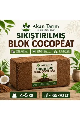 Akan Tarım Cocopeat İthal Hindistan Cevizi Torfu 4-5 KG ≈ 65-70 LT