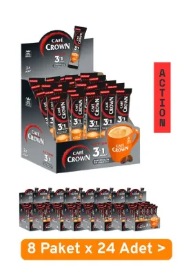 Cafe Crown 8 Kutu 3'ü 1 Arada Action 17g x 24 Adet ( 192 Adet )