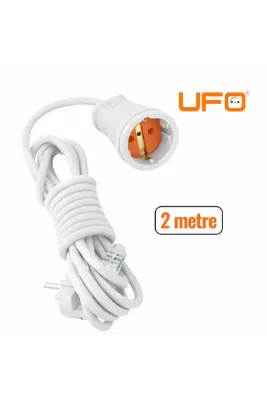 UFO Tekli grup priz Beyaz renk (1.sınıf kaliteli)seyyar uzatma kablosu 2 metre