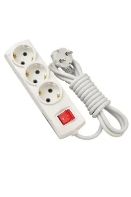 İNWATT ELEKTRİK MAĞAZASI Üçlü Topraklı Anahtarlı Grup Priz 6 Metre Kablolu