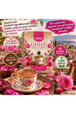 hennadibace Meşhur Isparta Güllü Türk Kahvesi 100gr Orta Kavrulmuş Premium Güllü Türk Kahvesi