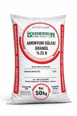 İSKENDERUN GÜBRE Amonyum Sülfat %21 Azot %24 Kükürt Granül Şeker Gübresi 25 kg