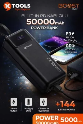 Ktools Boost Multi 50.000 Mah Hızlı Şarj Destekli 22.5w Pd/qc Powerbank Taşınabilir Şarj Cihazı