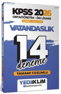 2026 KPSS Ortaöğretim Ön Lisans Genel Kültür Vatandaşlık Tamamı Çözümlü 14 Deneme