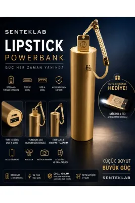 SENTEKLAB Türk Malı Yerli Üretim Cep Boy Powerbank - Mikro Led Aydınlatma Hediyeli