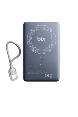 Bix PB118 10000 mAh 20W Hızlı Şarjlı Powerbank Kablosuz Şarj (Gri)