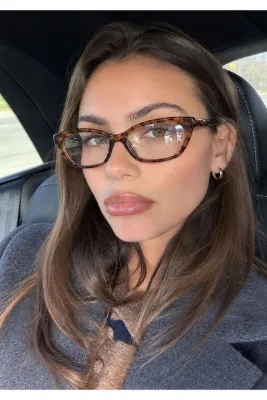 Sun Pearl CINDY Kadın Leopar Desenli Şeffaf Camlı Cat Eye Gözlük Kahverengi Kemik Çerçeve Retro Vintage