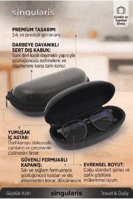 Singularis Deri Fermuarlı Güneş Gözlüğü Kılıfı