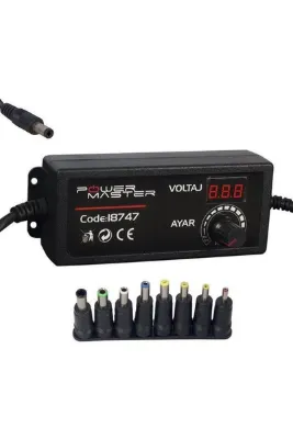 Temiz Pazar 12 Volt - 24 Volt - 5 Amper Çok Uçlu Dijital Ekranli Ayarli Kademeli Adaptör