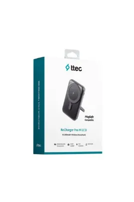 Ttec ReCharger Pro M LCD 10.000mAh MagSafe PD 20W USB-C Dahili Kablolu Stantlı Hızlı Şarj Aleti
