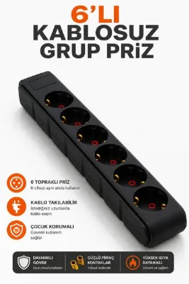 Alıç 6'lı Grup Priz Kasa 340 mm Dayanıklı Elektrik Prizi Gövdesi Ev Ofis Atölye Kullanımı