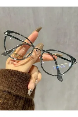 LOOKUP NEW Niva Cat Eye 55 Ekartman Metal Şeffaf Kadın Erkek Unisex Mavi Işık Korumalı Ekran Gözlüğü Gözlük