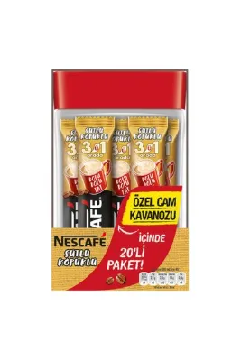 Nestle Nescafe 3'ü 1 Arada Sütlü Köpüklü Cam Kavanoz 20 X 17.4 Gr Hazır Kahve