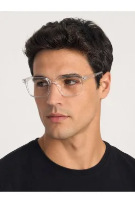 MİSE Şeffaf camlı kare gözlük unisex Numarasız cam optik cam takılabilir