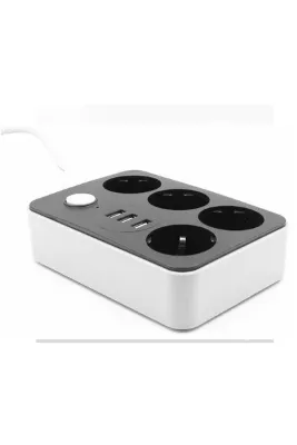 3 Usb Çıkışlı 2.4a Auto Usb Port Hızlı Şarjlı Akım Koruyuculu 4 Priz ADM9092
