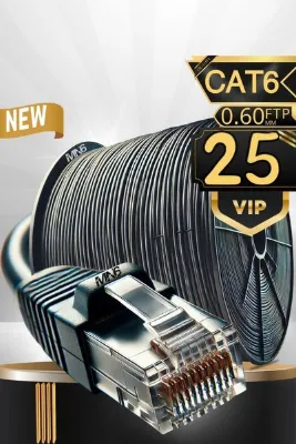MN6 M108XF 25 Metre Internet Kablosu Parazit Önleyici FTP 0.60mm-Cat6 Iki Kat Korumalı PE+PVC Dış Mekan UV Korumalı