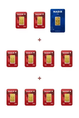 Nadir Gold 24 Ayar 20 Gram Külçe Altın (1 Adet 10 Gram Külçe Altın + 10 Adet 1 Gram Külçe Altın )