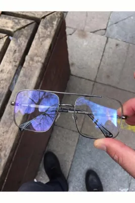 Aybars aksesuar Unisex Gümüş Çerçeveli Mavi Işık Filtreli Şeffaf Gözlük