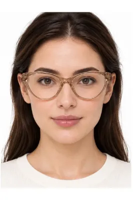 Toz Vintage Azire Bej Çerçeve Optik Uyumlu Vintage Retro Kedi Gözlük