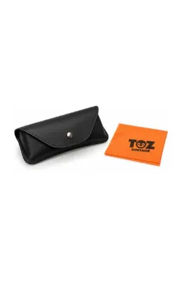 Toz Vintage Siyah Çıtçıtlı Sert Korumalı Gözlük Kılıfı İçten Plastik Destekli Koruyucu Gözlük Kabı