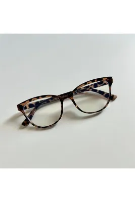 HMG Aksesuar FLOWERS LEOPAR KADIN CATEYE BLUE BLOCK GÖZLÜK