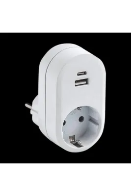 Tek-İş Duvar Tipi Priz Adaptörü | Usb ve Type-C 2 Adet Çıkışlı, 3.4A Şarj Özellikli