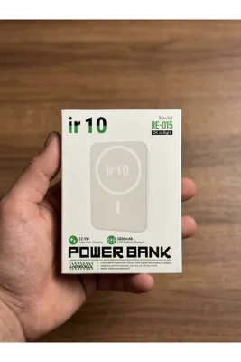 İr 10 5000mAh Batarya Gücüne Sahip Kablosuz Mıknatıslı Power Bank