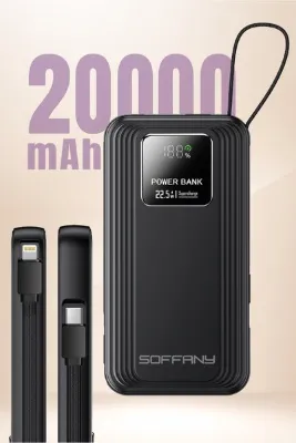 Soffany 20.000 mAh Powerbank 22.5W Type-C + Lightning Çıkışlı