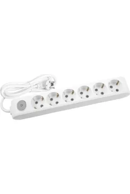 VİKO Multi-let Altılı Priz ( 6 Lı ) Anahtarlı Topr Çocuk Korumalı Kablolu Grup Priz 01 Metre Beyaz