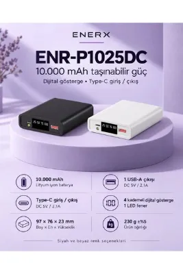 ENERX Enr-p1025dc 10000 Mah 2.1 Amper Led Göstergeli Powerbank Siyah