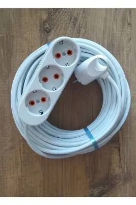 inwatt 3x1.5 Ttr 10 Metre Çok Telli Beyaz Renk Topraklı Üçlü Grup Priz Seyyar Uzatma Kablosu