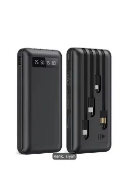 trend gsm 20,000 Mah Dijital Ekran Hızlı Şarj Powerbank Dahili 4 Kablolu Tpce-C Linhtning Micro USB Taşinabilir Şarj Cihazı