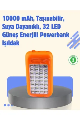UCUZTEKNO Gold Silver GS-875 Güneş Enerjili Powerbank ve 32 LED Işıldak